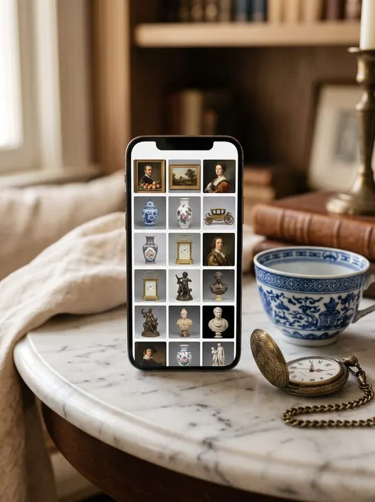 Phone: collection grid of saved items